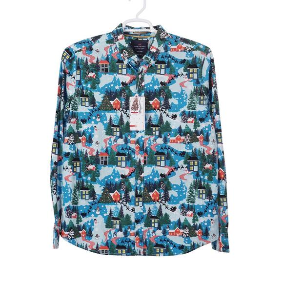 DENIM & FLOWER Other - NWT DENIM & FLOWER Ricky Singh Christmas Shirt Men L Santa Snowmen Button Up
